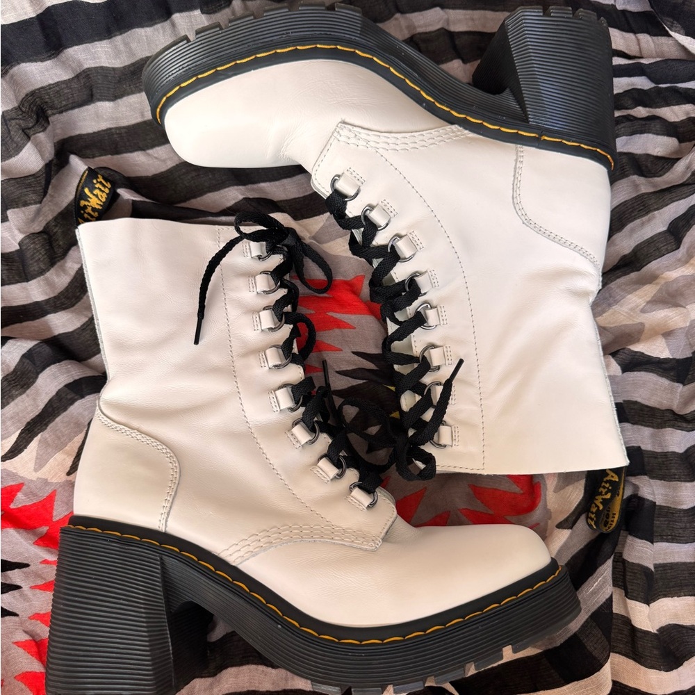Dr. Martens: White Platform Boots: Size 11